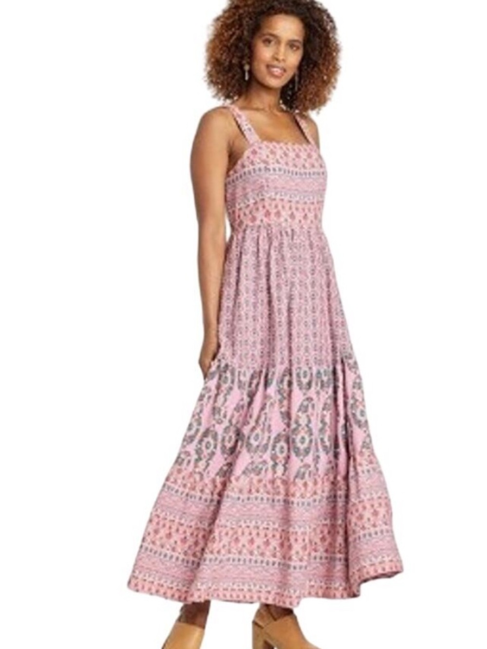 Knox Rose Pink Layered Printed Maxi Dress Size Small